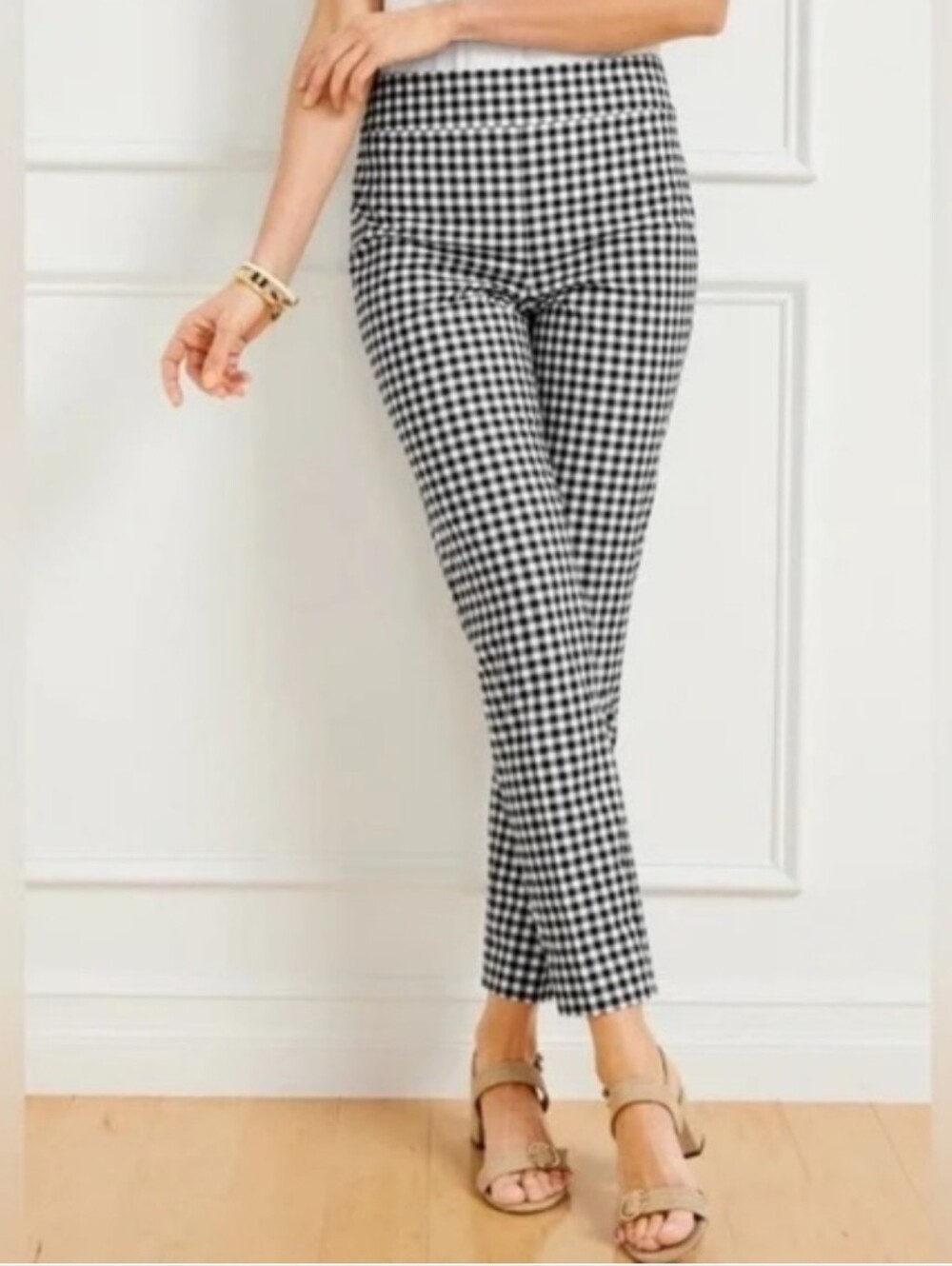 Talbots Chatham Cotton Bi-Stretch Slim Ankle Pants-Gingham | Size 10